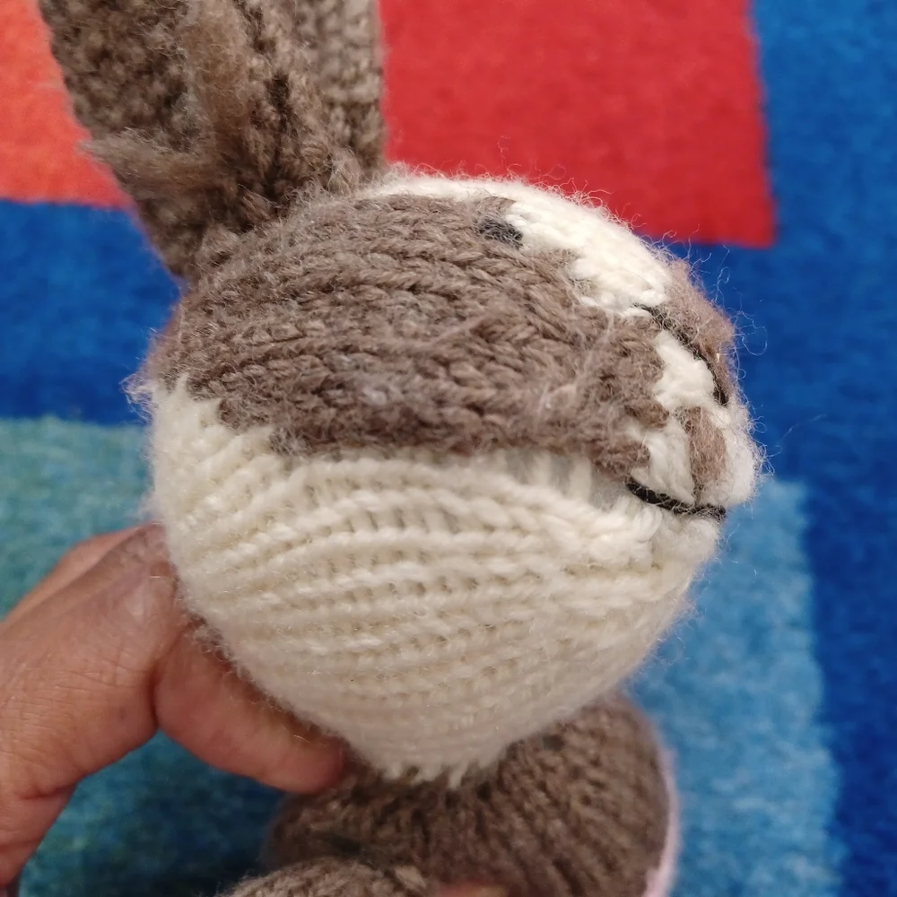 โ Handmade Yarn Crochet floppy Yarn cute Bunny Soft Toy lovey knitted plush - Picture 11 of 15